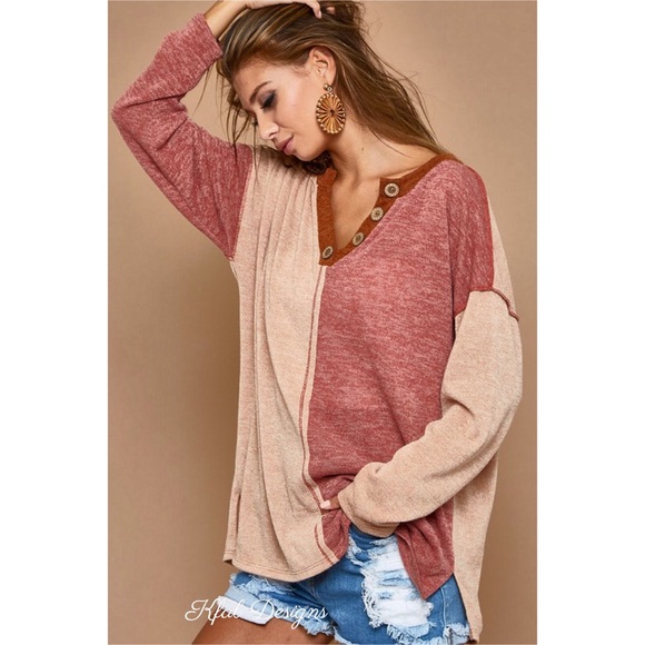 ❤️LAST 1! IN STOCK Color Block Button Detail Mir Sweater Top! - Picture 8 of 9